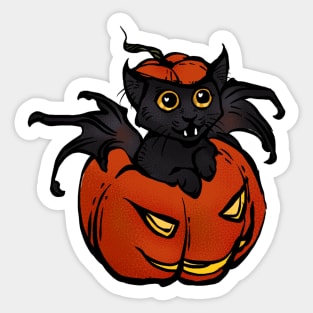 Cat Pumpkin Halloween Sticker